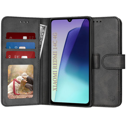 Tok Xiaomi Poco C75 / Redmi 14C-hez, Techsuit, Diary Book, Fekete
