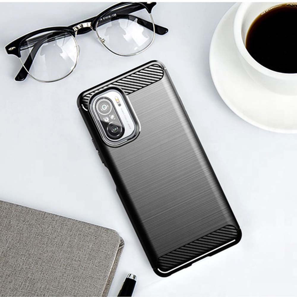 Tok Xiaomi Poco F3 / Mi 11i-hez, Techsuit, Karbon, Fekete
