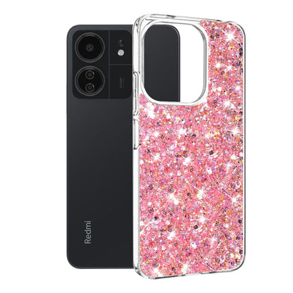 Tok a Xiaomi Poco M6 / C65 / Redmi 13C 5G / 13C készülékhez, Techsuit, Csillámos Glitter, Rózsaszín
