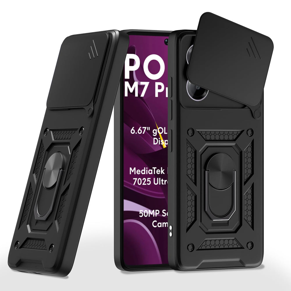 Tok Xiaomi Poco M7 Pro 5G-hez, Techsuit, CamShield, Fekete