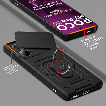 Tok Xiaomi Poco M7 Pro 5G-hez, Techsuit, CamShield, Fekete