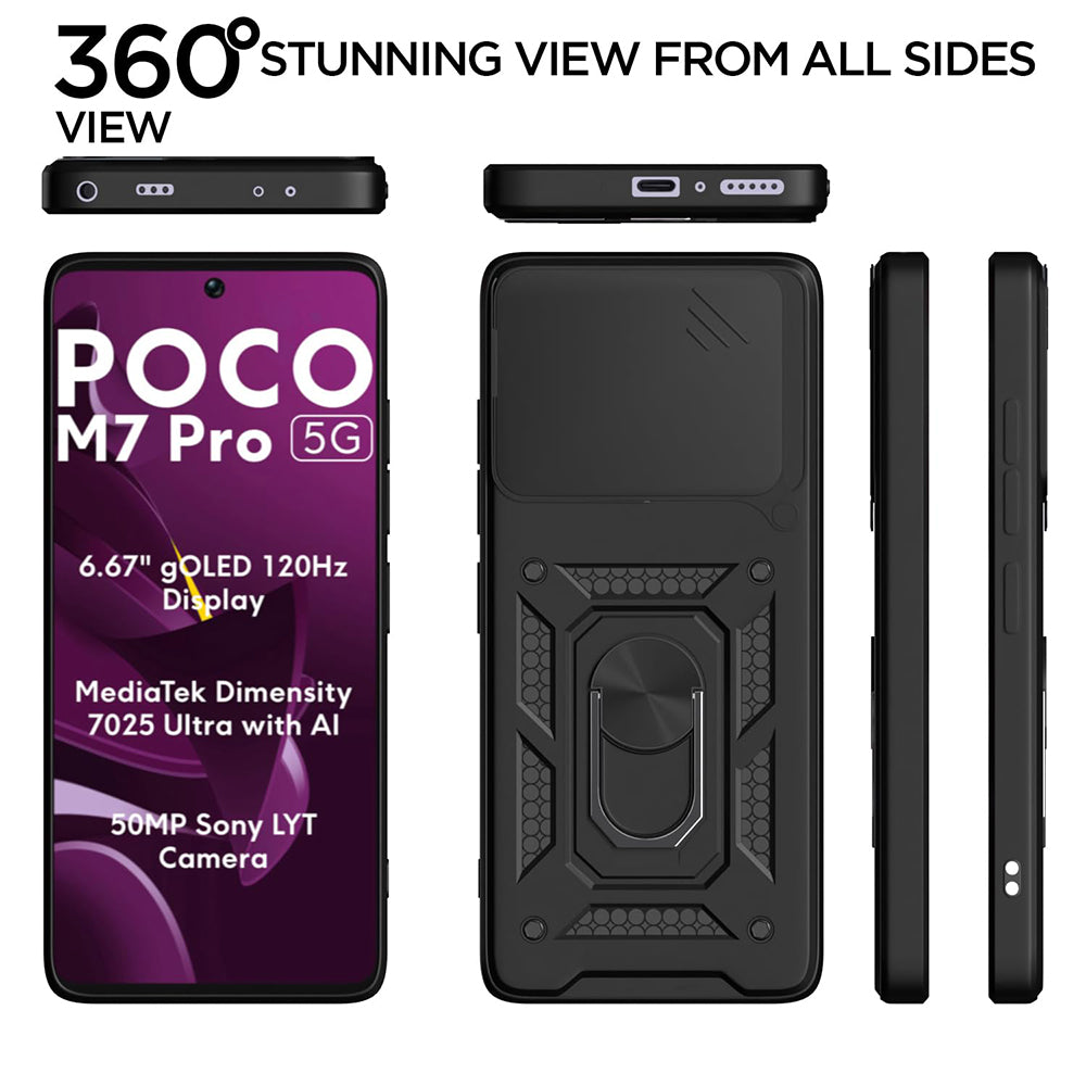 Tok Xiaomi Poco M7 Pro 5G-hez, Techsuit, CamShield, Fekete