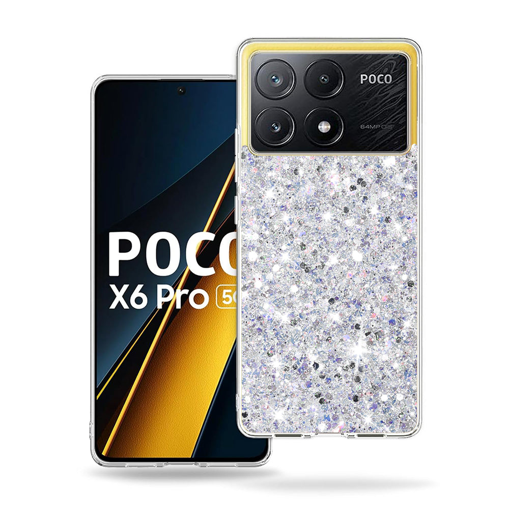 Tok Xiaomi Poco X6 Pro-hoz, Techsuit, Csillogó Csillám, Fehér