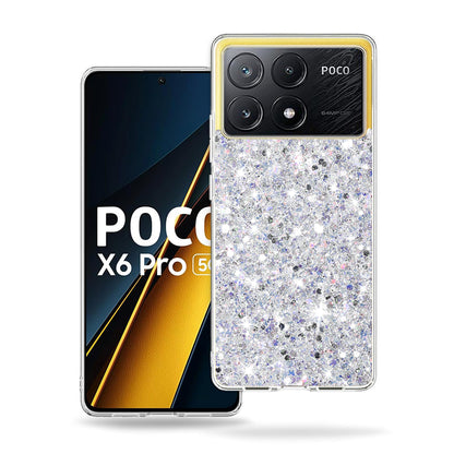 Tok Xiaomi Poco X6 Pro-hoz, Techsuit, Csillogó Csillám, Fehér
