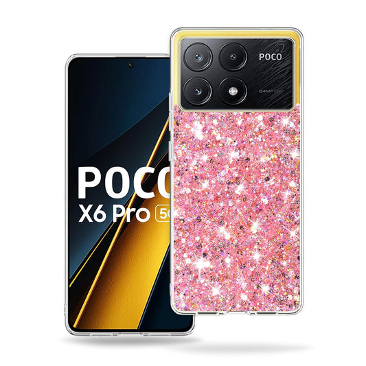 Tok Xiaomi Poco X6 Pro-hoz, Techsuit, Csillogó Csillám, Rózsaszín