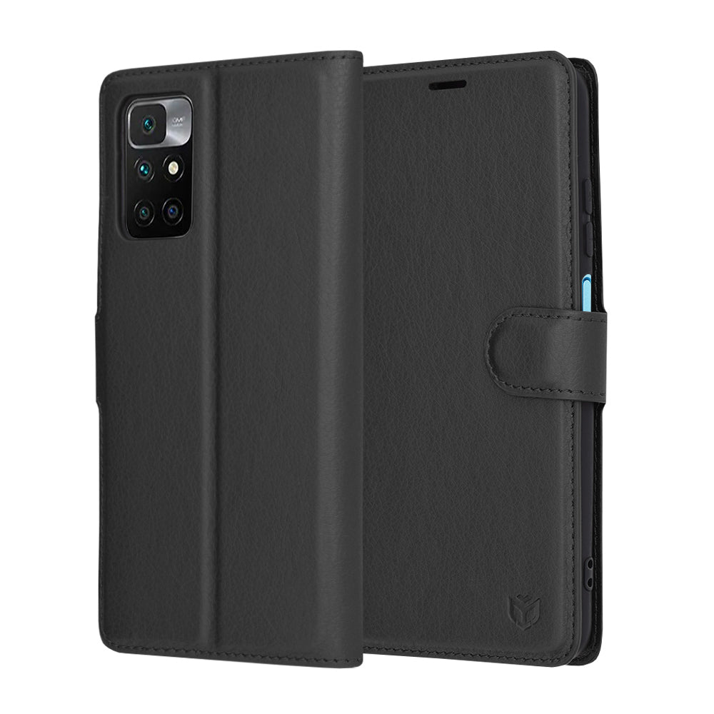Tok Xiaomi Redmi 10 2022 / 10 (2021) számára, Techsuit, bőr folio, fekete