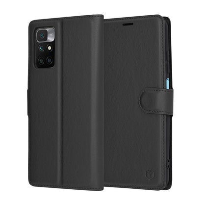 Tok Xiaomi Redmi 10 2022 / 10 (2021) számára, Techsuit, bőr folio, fekete