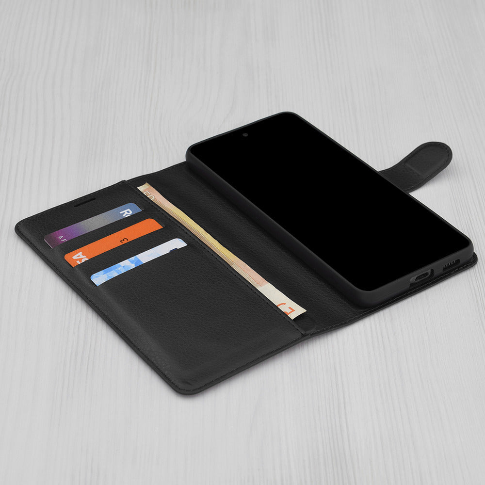 Tok Xiaomi Redmi 15 5G / 15 4G-hez, Techsuit, bőr folio, fekete