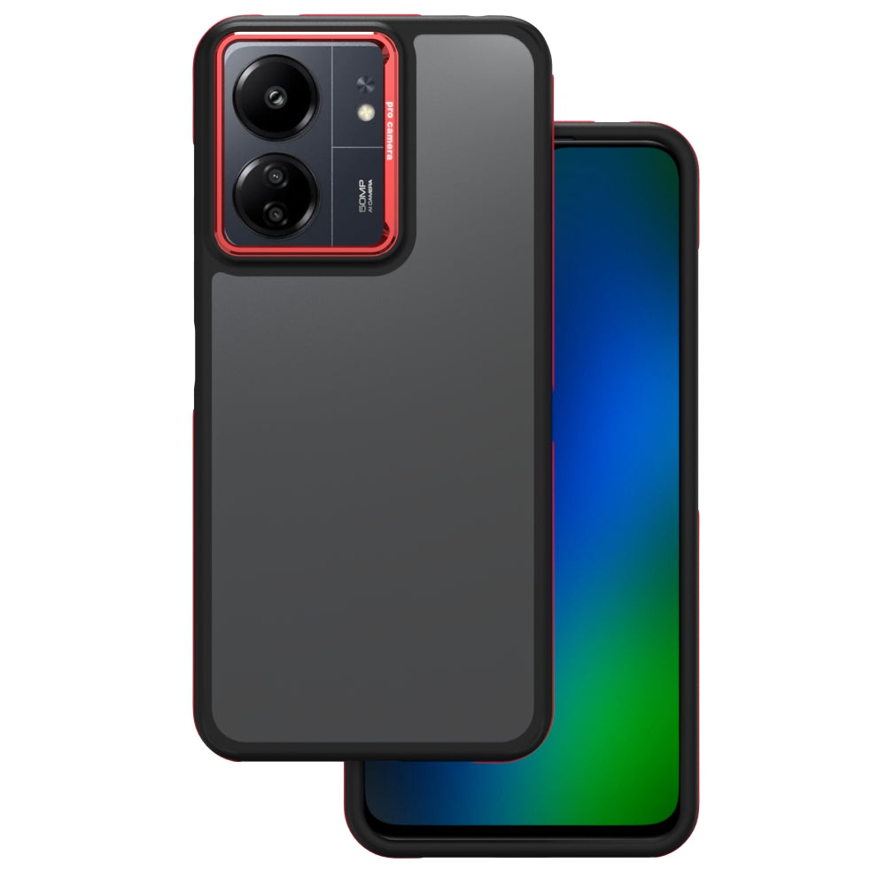 Tok Xiaomi Poco M6 / Redmi 13C 5G-hez, OEM, Kristály Fekete, Piros