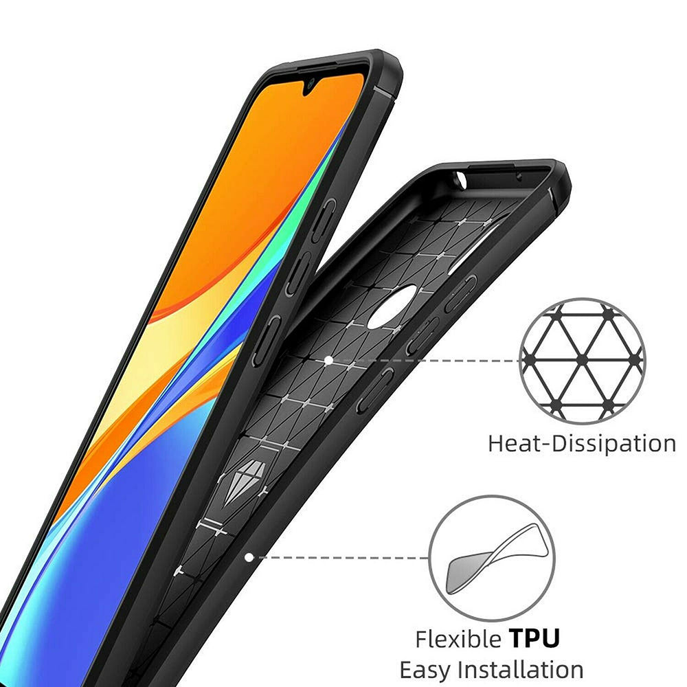Tok Xiaomi Redmi 9C NFC / 9C-hoz, Techsuit, karbon, fekete