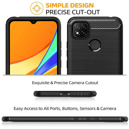 Tok Xiaomi Redmi 9C NFC / 9C-hoz, Techsuit, karbon, fekete