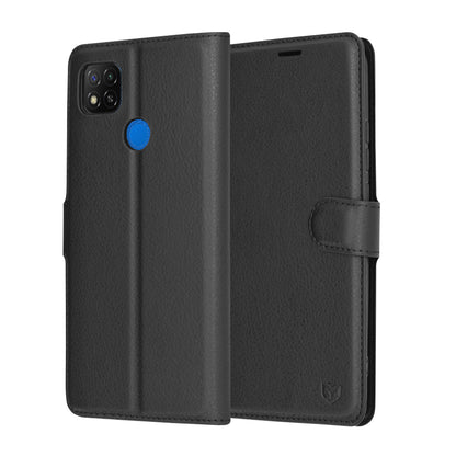 Tok Xiaomi Redmi 9C NFC / 9C-hoz, Techsuit, bőr folio, fekete