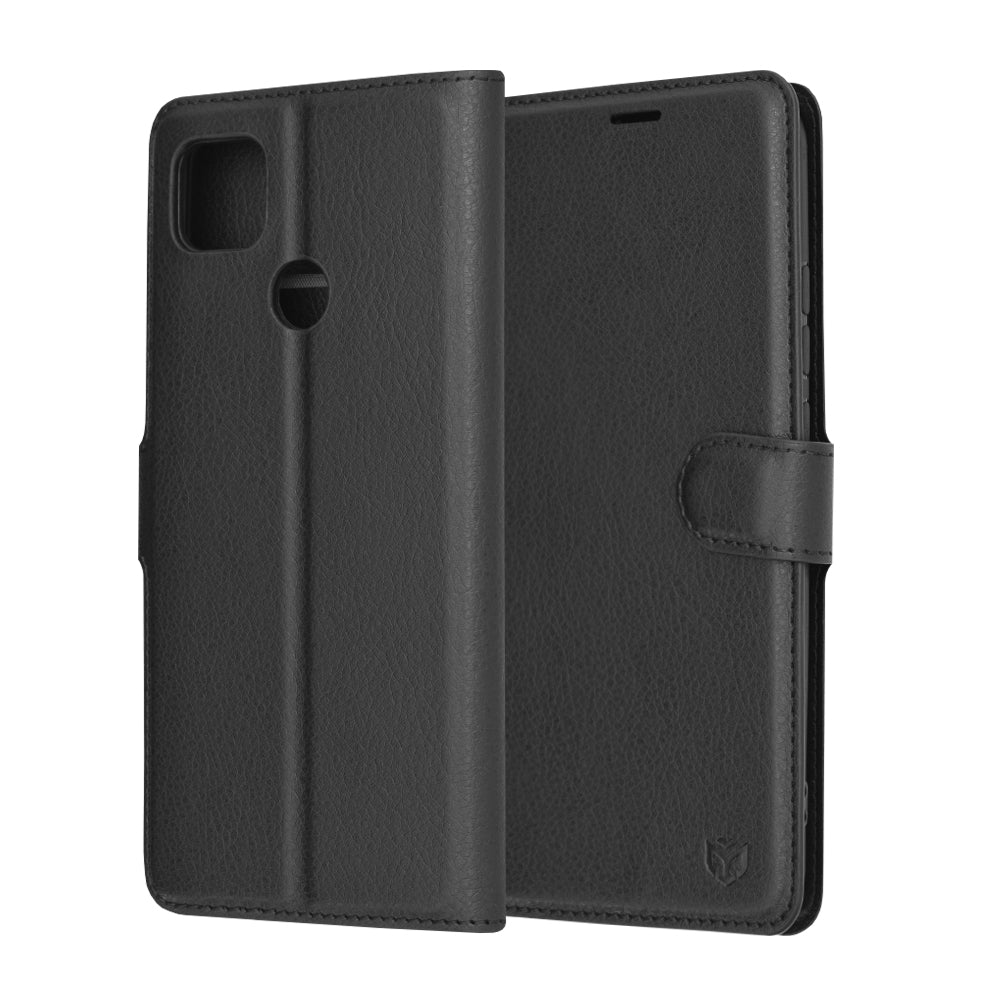 Tok Xiaomi Redmi 9C NFC / 9C-hoz, Techsuit, bőr folio, fekete
