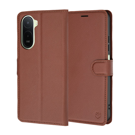 Tok Xiaomi Redmi A7 Pro 4G-hez, Techsuit, bőr folio, barna