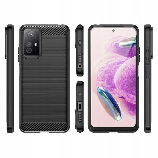 Tok Xiaomi Redmi Note 12S-hez, Techsuit, karbon, fekete