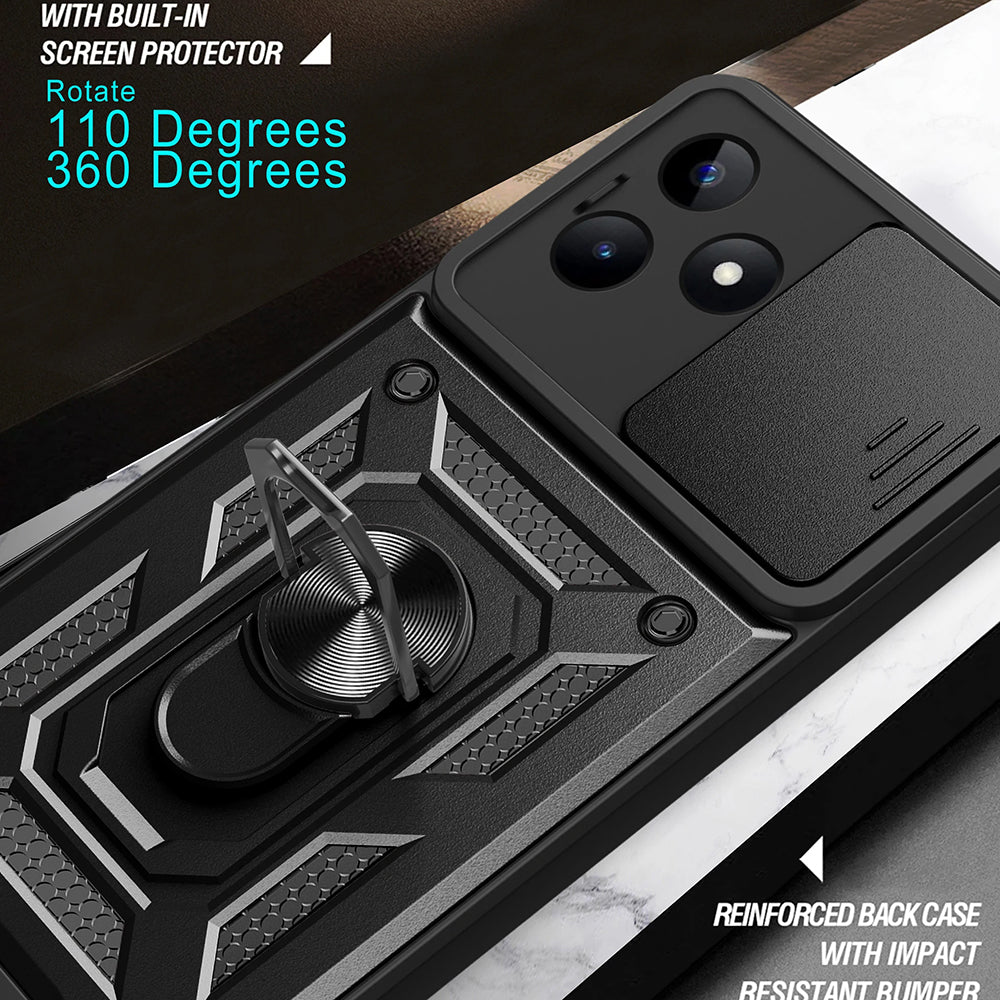 Tok Xiaomi Redmi Note 13 5G-hez, Techsuit, CamShield, Fekete