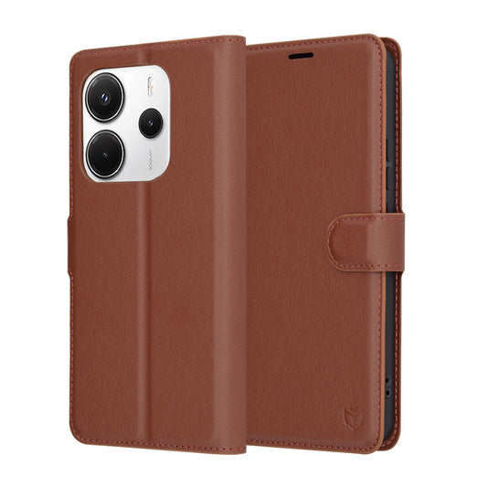 Tok Xiaomi Redmi Note 14 4G (Regionális), Techsuit, Bőr Folio, Barna