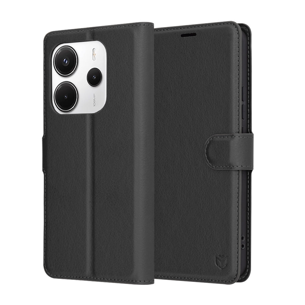 Tok Xiaomi Redmi Note 14 4G (Regionális), Techsuit, Bőr Folio, Fekete