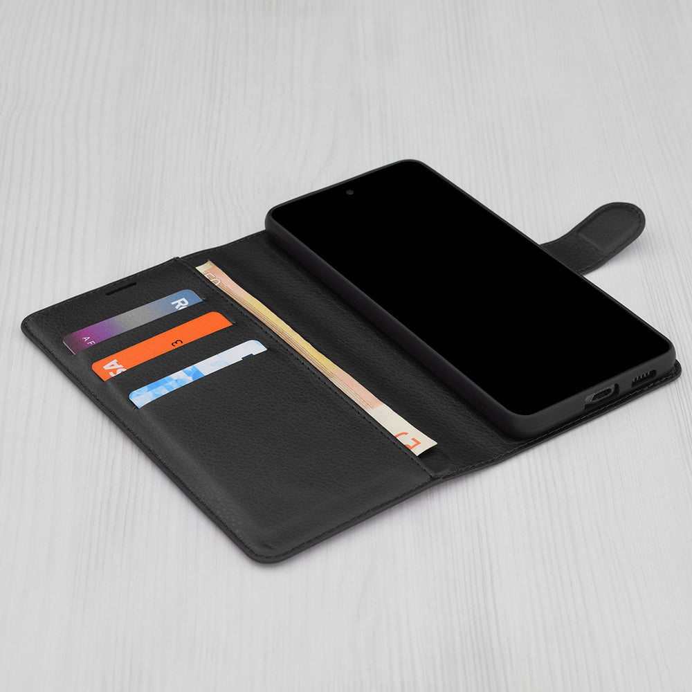Case for Xiaomi Redmi Note 14 5G, Techsuit, Leather Folio, Black