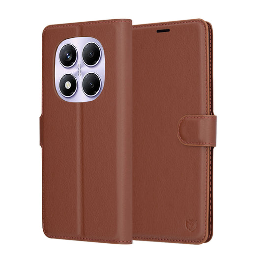Tok Xiaomi Redmi Note 14 Pro 4G-hez, Techsuit, bőr folio, barna