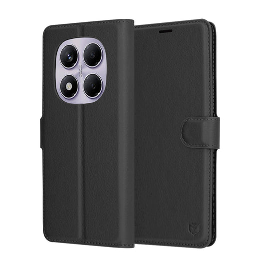 Tok Xiaomi Redmi Note 14 Pro 4G-hez, Techsuit, bőr folio, fekete