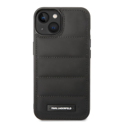 Case for Apple iPhone 14 Plus, Karl Lagerfeld, Quilted Puffy Metal Logo, Black