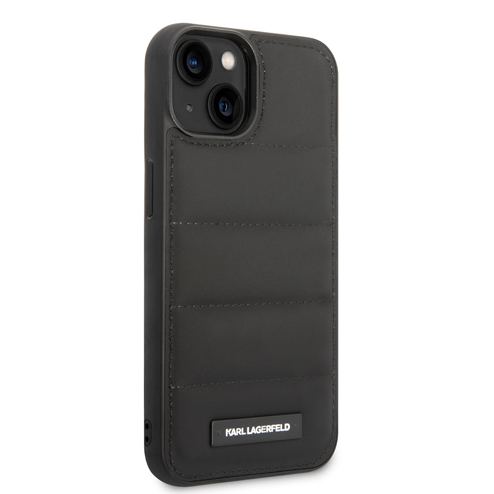 Case for Apple iPhone 14 Plus, Karl Lagerfeld, Quilted Puffy Metal Logo, Black
