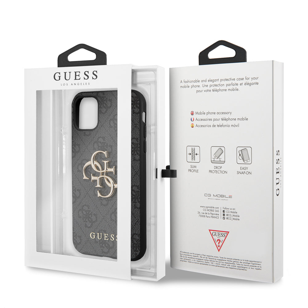 Tok Apple iPhone 11-hez, Guess, 4G Metal Logo, Szürke
