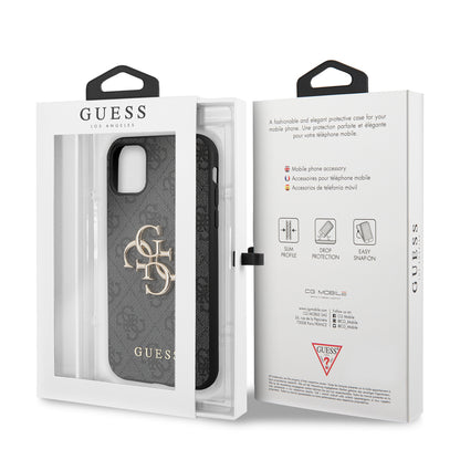 Tok Apple iPhone 11-hez, Guess, 4G Metal Logo, Szürke