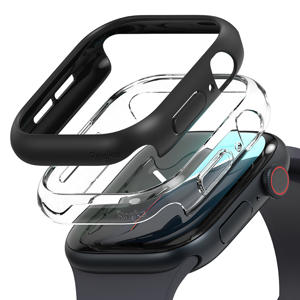 Ringke Slim tok Apple Watch Series 10 / 11 42mm-hez, 2 darabos készlet, matt fekete / átlátszó