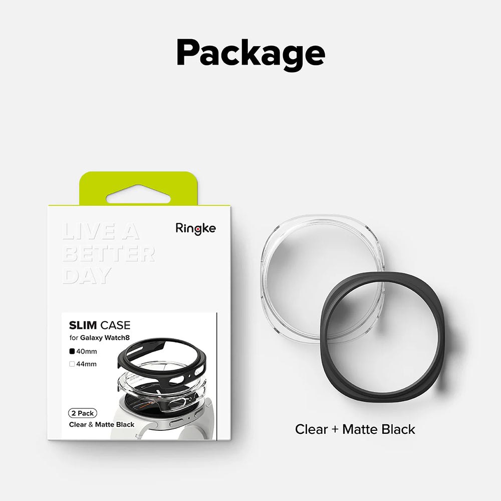 Ringke Slim tok Samsung Galaxy Watch8 40mm-hez, 2 darabos készlet, matt fekete