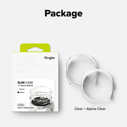 Ringke Slim tok Samsung Galaxy Watch8 44mm-hez, 2 darabos készlet, Átlátszó