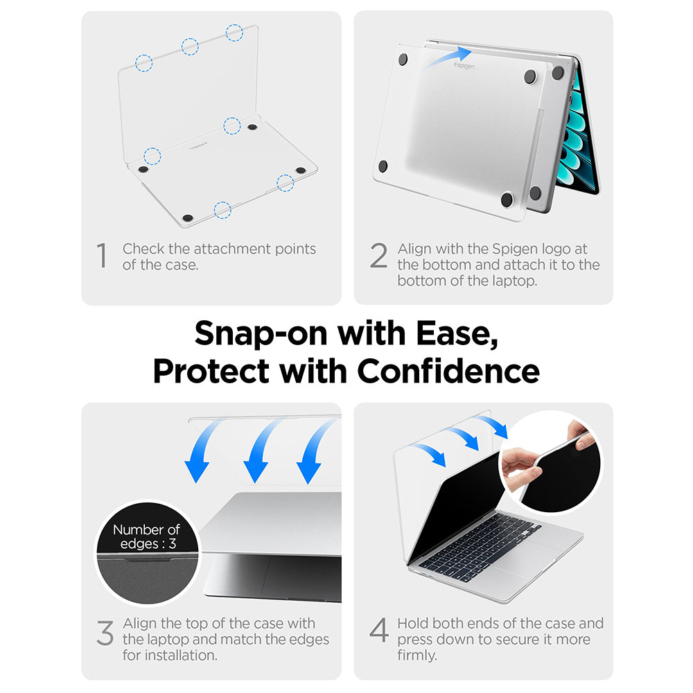 Spigen Airskin tok Apple MacBook Air 13 hüvelykes (2026) / (2025) / (2024) / (2022) számára, áttetsző szatén ACS11530