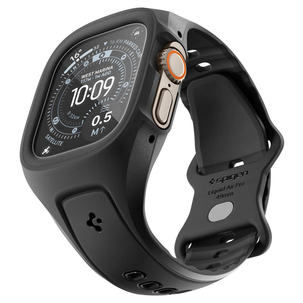 Spigen Liquid Air Pro tok képernyővédővel Apple Watch Ultra sorozathoz, matt fekete ACS11416