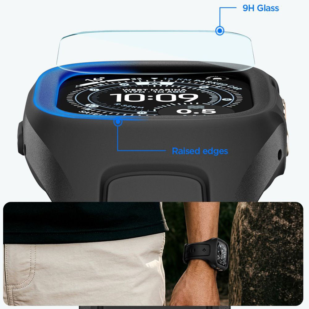 Spigen Liquid Air Pro tok képernyővédővel Apple Watch Ultra sorozathoz, matt fekete ACS11416