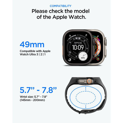 Spigen Liquid Air Pro tok képernyővédővel Apple Watch Ultra sorozathoz, matt fekete ACS11416