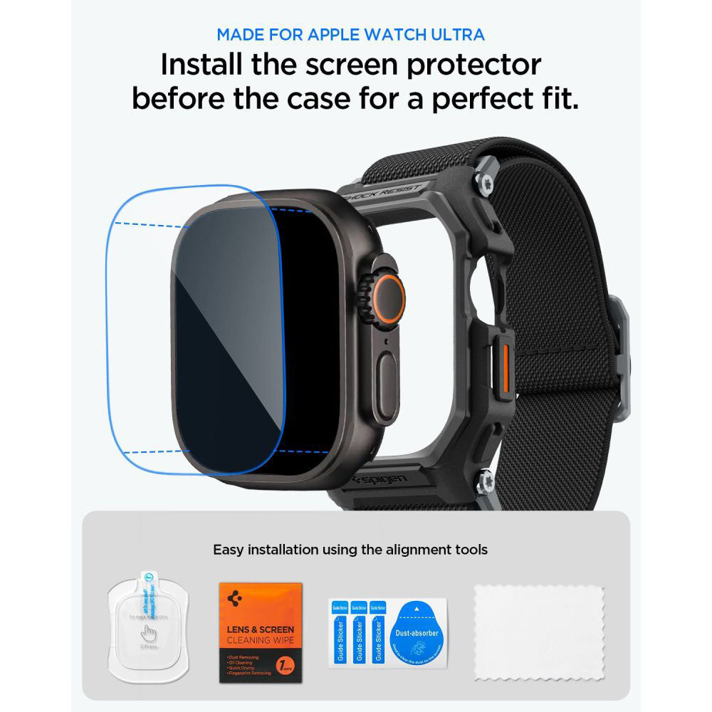 Spigen Lite Fit Pro tok képernyővédővel Apple Watch Ultra sorozathoz, matt fekete ACS11415