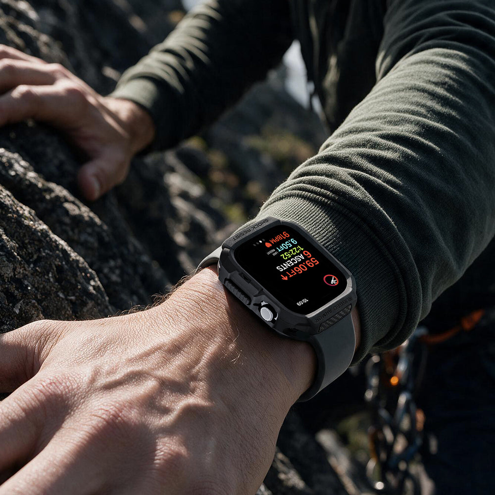 Spigen Rugged Armor tok Apple Watch Series 12 42 mm-es órához, matt fekete ACS11877