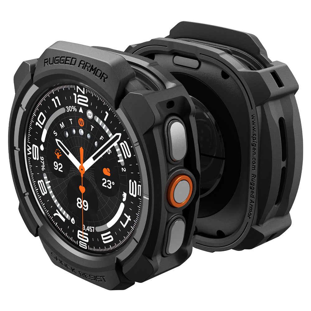 Spigen Rugged Armor tok Samsung Galaxy Watch Ultra2-hez, Matt Fekete ACS11611