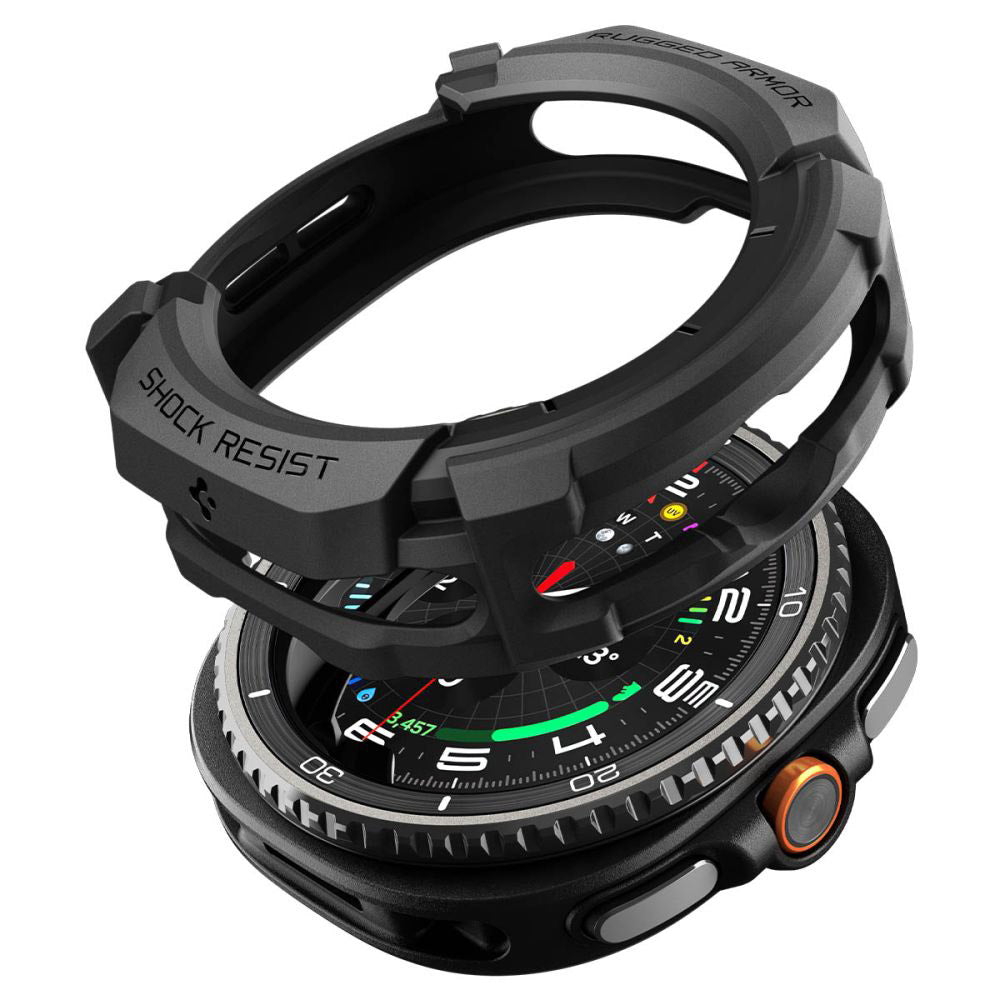 Spigen Rugged Armor tok Samsung Galaxy Watch8 Classic-hez, Matt Fekete ACS10012