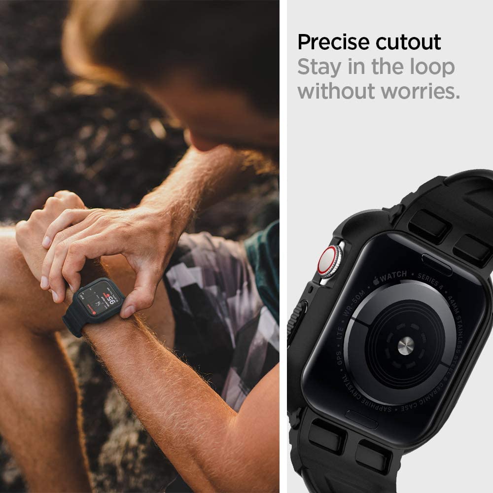 Spigen Rugged Armor Pro Case for Apple Watch 44mm Series, Black 062CS25324