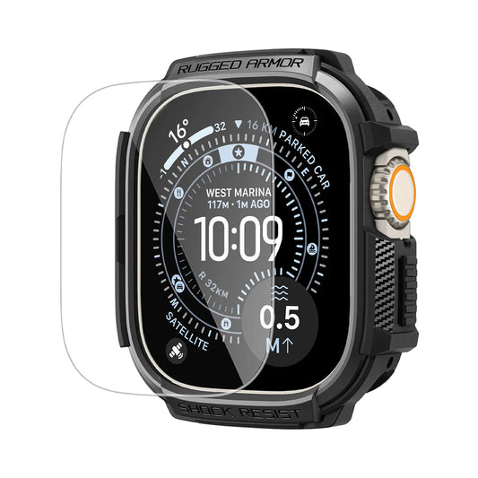 Spigen Rugged Armor tok képernyővédővel Apple Watch Ultra sorozathoz, fekete ACS11414