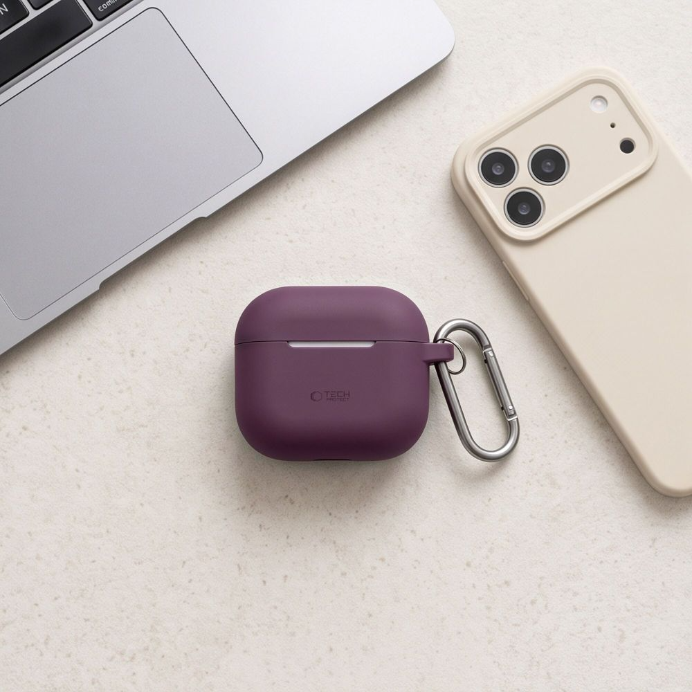 Tech-Protect Silicone Hook tok Apple AirPods 4 / AirPods 5 készülékhez, bordó színben
