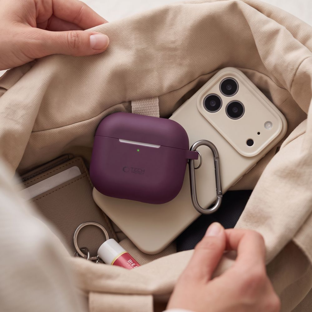 Tech-Protect Silicone Hook tok Apple AirPods 4 / AirPods 5 készülékhez, bordó színben