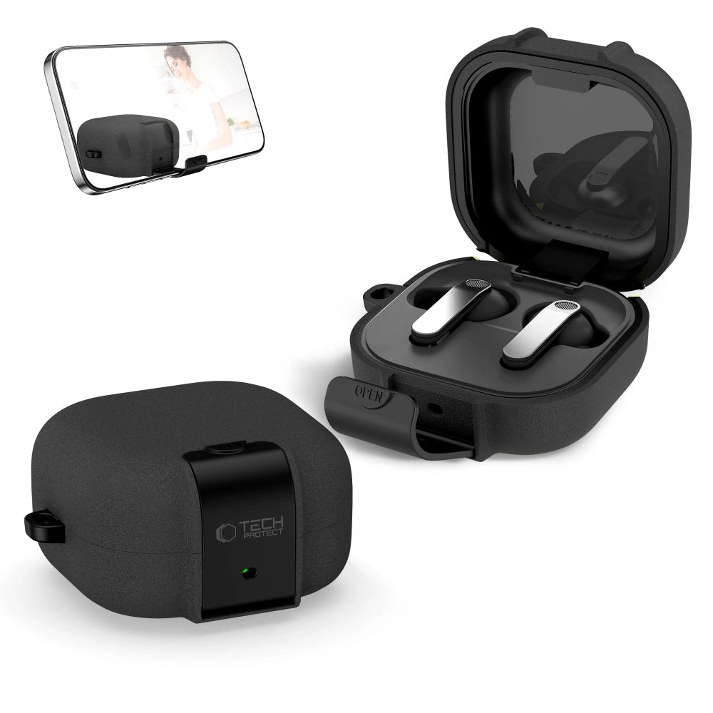 Tech-Protect Slim Hook tok Samsung Galaxy Buds4 / Buds4 Pro-hoz, Fekete
