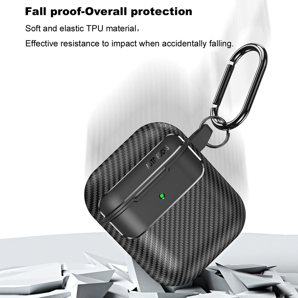 Techsuit CarbonFiber Case for Apple AirPods Gen 2 / Gen 1, Black