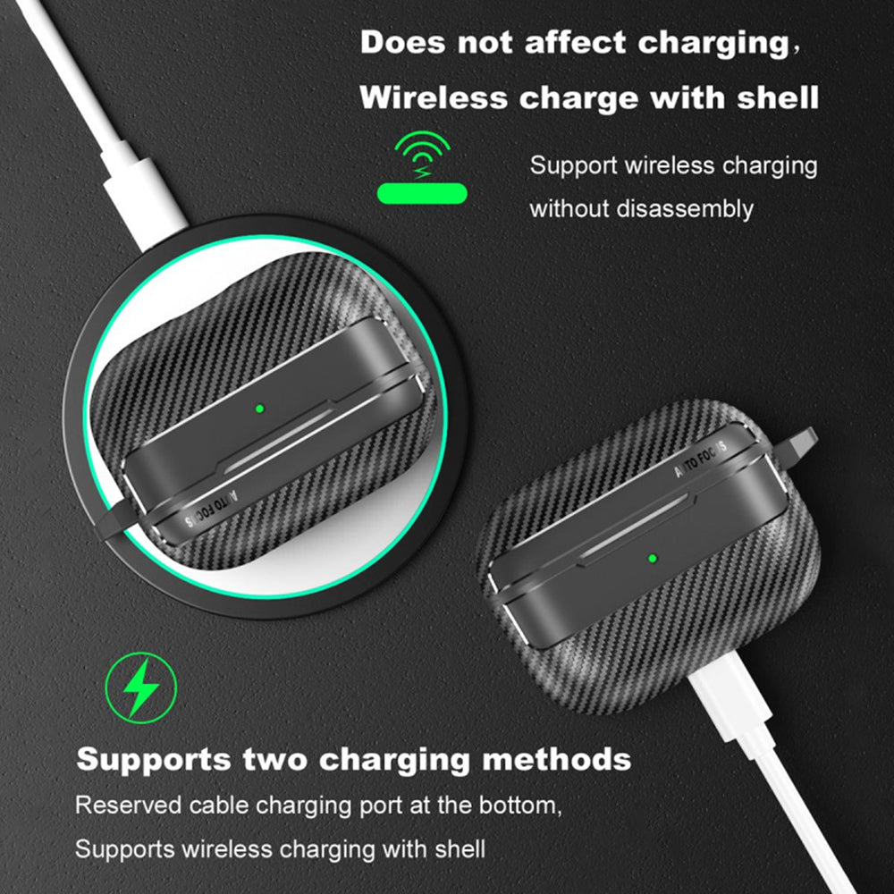 Techsuit CarbonFiber tok Apple AirPods Pro 3-hoz, Fekete