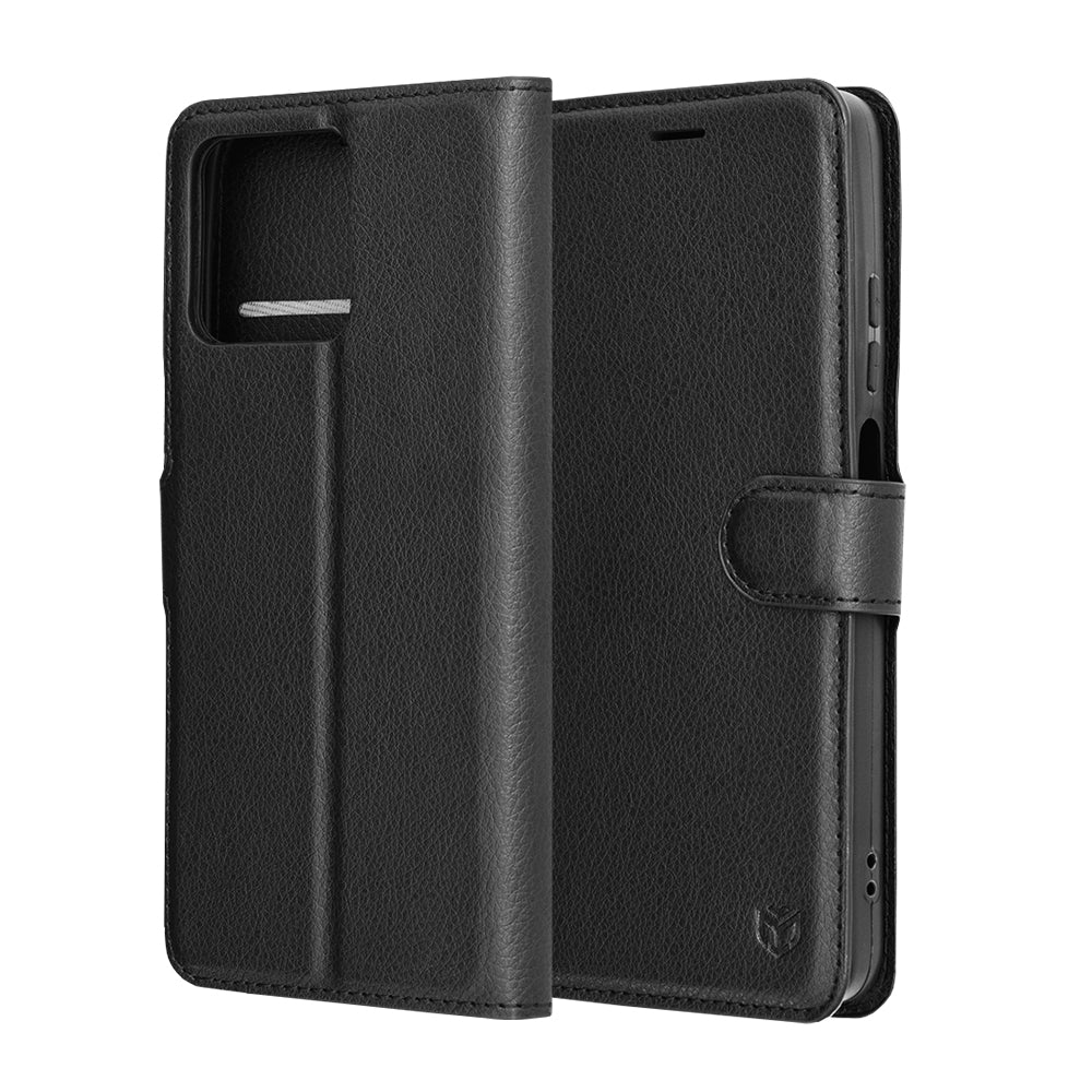 Case for Motorola Moto G56, Techsuit, Leather Folio, Black