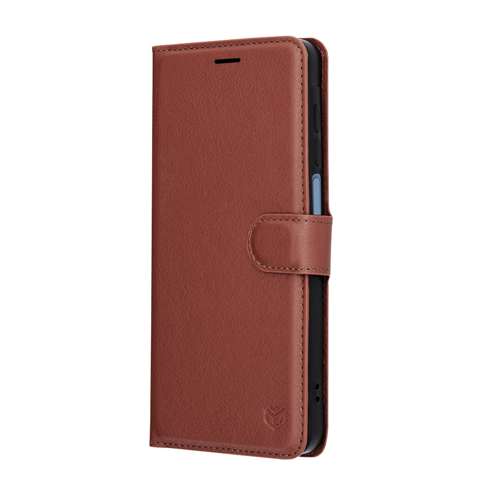 Tok Samsung Galaxy A07 4G A075-hez, Techsuit, bőr folio, barna