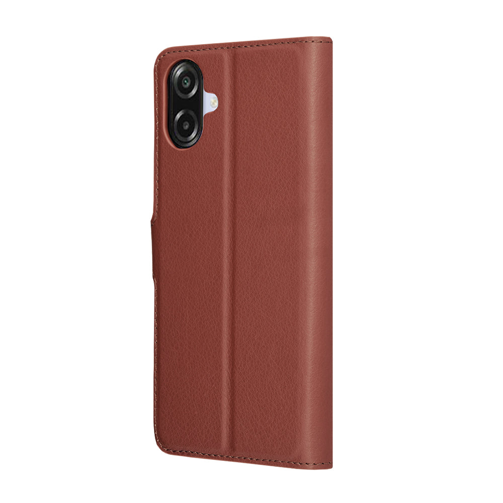 Tok Samsung Galaxy A07 4G A075-hez, Techsuit, bőr folio, barna